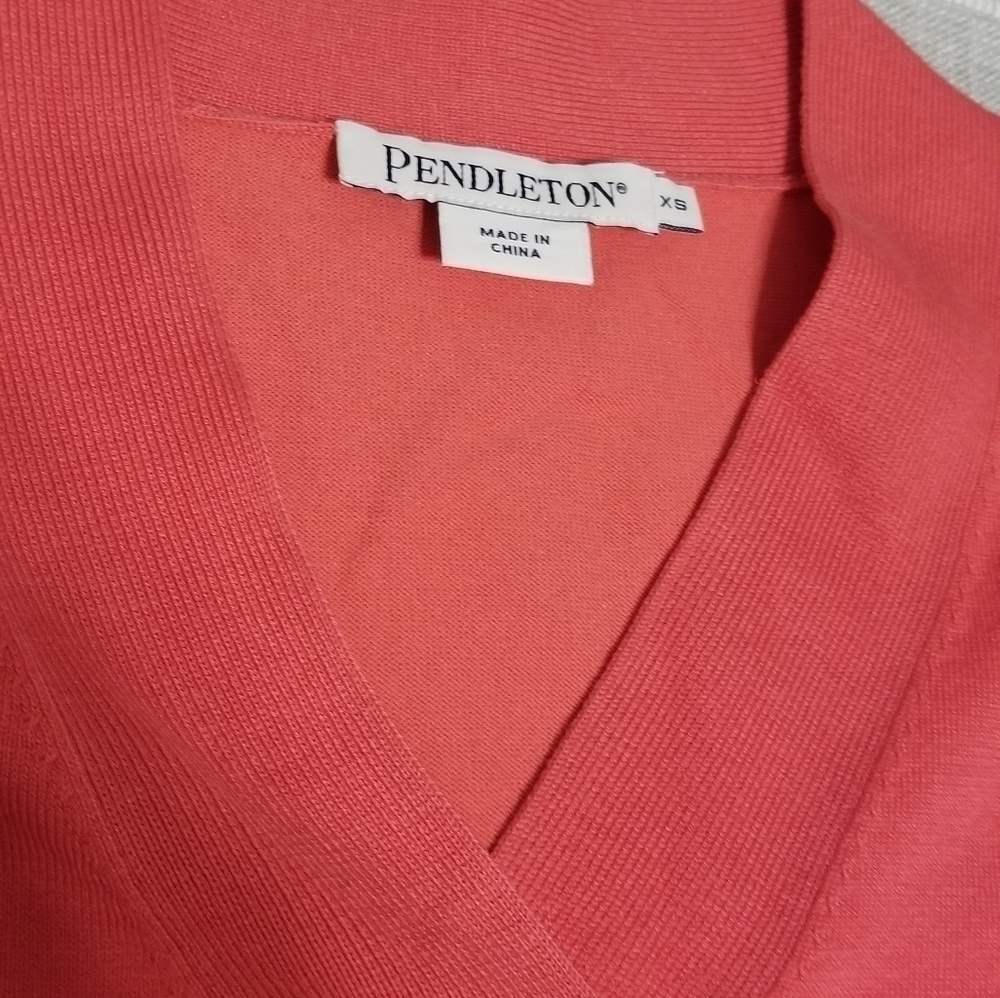 PENDLETON Short Sleeve V-neck, Color Orange, Size XS - Picture 6 of 7